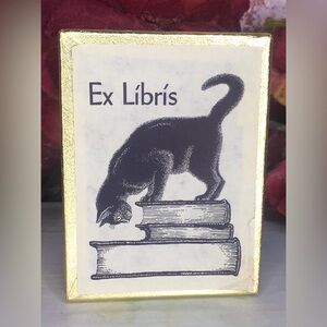 Vintage 80s Acid Free Cat on Books  Ex Libres Acid Free Book Plates